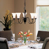 Hubbardton Forge Black Opal Glass (Gg) Forged Leaves 5 Arm Chandelier