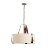 Hubbardton Forge Polished Nickel British Brown Leather Natural Linen Shade (Sa) Saratoga Small Pendant