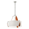 Hubbardton Forge Polished Nickel Chestnut Leather Flax Shade (Se) Saratoga Small Pendant