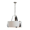 Hubbardton Forge Polished Nickel Black Leather Light Grey Shade (Sj) Saratoga Small Pendant