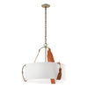 Hubbardton Forge Antique Brass Chestnut Leather Natural Anna Shade (Sf) Saratoga Small Pendant