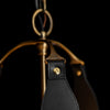 Hubbardton Forge Antique Brass Black Leather Natural Anna Shade (Sf) Saratoga Small Pendant