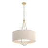 Hubbardton Forge Modern Brass Vintage Platinum Natural Linen Shade (Sa) Loop Pendant