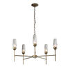 Hubbardton Forge Soft Gold Crystal Luma 5 Arm Chandelier