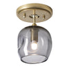 Hubbardton Forge Modern Brass Modern Brass Cool Grey Glass (Yl) Ume 1-Light Semi-Flush