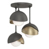 Hubbardton Forge Natural Iron Soft Gold Opal Glass (Gg) Brooklyn 3-Light Double Shade Semi-Flush