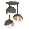 Hubbardton Forge Natural Iron Modern Brass Opal Glass (Gg) Brooklyn 3-Light Double Shade Semi-Flush