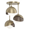 Hubbardton Forge Soft Gold Bronze Opal Glass (Gg) Brooklyn 3-Light Double Shade Semi-Flush