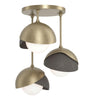 Hubbardton Forge Soft Gold Dark Smoke Opal Glass (Gg) Brooklyn 3-Light Double Shade Semi-Flush