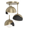 Hubbardton Forge Soft Gold Black Opal Glass (Gg) Brooklyn 3-Light Double Shade Semi-Flush