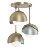 Hubbardton Forge Soft Gold Vintage Platinum Opal Glass (Gg) Brooklyn 3-Light Double Shade Semi-Flush