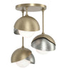 Hubbardton Forge Soft Gold Sterling Opal Glass (Gg) Brooklyn 3-Light Double Shade Semi-Flush