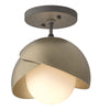 Hubbardton Forge Natural Iron Soft Gold Opal Glass (Gg) Brooklyn 1-Light Double Shade Semi-Flush