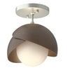 Hubbardton Forge Vintage Platinum Bronze Opal Glass (Gg) Brooklyn 1-Light Double Shade Semi-Flush