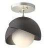 Hubbardton Forge Vintage Platinum Black Opal Glass (Gg) Brooklyn 1-Light Double Shade Semi-Flush