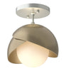 Hubbardton Forge Vintage Platinum Soft Gold Opal Glass (Gg) Brooklyn 1-Light Double Shade Semi-Flush