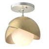 Hubbardton Forge Vintage Platinum Modern Brass Opal Glass (Gg) Brooklyn 1-Light Double Shade Semi-Flush