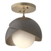 Hubbardton Forge Soft Gold Dark Smoke Opal Glass (Gg) Brooklyn 1-Light Double Shade Semi-Flush