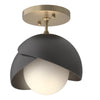 Hubbardton Forge Soft Gold Black Opal Glass (Gg) Brooklyn 1-Light Double Shade Semi-Flush