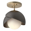 Hubbardton Forge Soft Gold Oil Rubbed Bronze Opal Glass (Gg) Brooklyn 1-Light Double Shade Semi-Flush