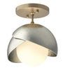 Hubbardton Forge Soft Gold Sterling Opal Glass (Gg) Brooklyn 1-Light Double Shade Semi-Flush