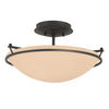 Hubbardton Forge Black Sand Glass (Ss) Plain Small Semi-Flush