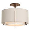 Hubbardton Forge Bronze Natural Anna Inner Shade & Flax Outer Shade Exos Small Double Shade Semi-Flush