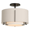 Hubbardton Forge Black Natural Anna Inner Shade & Flax Outer Shade Exos Small Double Shade Semi-Flush