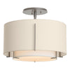 Hubbardton Forge Vintage Platinum Natural Anna Inner Shade & Natural Linen Outer Shade Exos Small Double Shade Semi-Flush