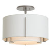 Hubbardton Forge Vintage Platinum Natural Anna Inner Shade & Natural Anna Outer Shade Exos Small Double Shade Semi-Flush