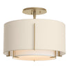 Hubbardton Forge Soft Gold Natural Anna Inner Shade & Natural Linen Outer Shade Exos Small Double Shade Semi-Flush