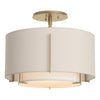 Hubbardton Forge Soft Gold Natural Anna Inner Shade & Flax Outer Shade Exos Small Double Shade Semi-Flush