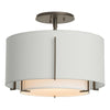 Hubbardton Forge Natural Iron Natural Anna Inner Shade & Light Grey Outer Shade Exos Small Double Shade Semi-Flush