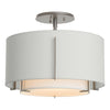 Hubbardton Forge Vintage Platinum Natural Anna Inner Shade & Light Grey Outer Shade Exos Small Double Shade Semi-Flush