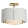 Hubbardton Forge Soft Gold Natural Anna Inner Shade & Light Grey Outer Shade Exos Small Double Shade Semi-Flush