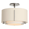 Hubbardton Forge Sterling Natural Anna Inner Shade & Natural Linen Outer Shade Exos Small Double Shade Semi-Flush