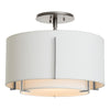 Hubbardton Forge Sterling Natural Anna Inner Shade & Natural Anna Outer Shade Exos Small Double Shade Semi-Flush