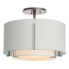 Hubbardton Forge Sterling Natural Anna Inner Shade & Light Grey Outer Shade Exos Small Double Shade Semi-Flush