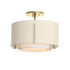 Hubbardton Forge Modern Brass Natural Anna Inner Shade & Natural Linen Outer Shade Exos Small Double Shade Semi-Flush