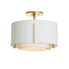 Hubbardton Forge Modern Brass Natural Anna Inner Shade & Natural Anna Outer Shade Exos Small Double Shade Semi-Flush