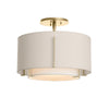 Hubbardton Forge Modern Brass Natural Anna Inner Shade & Flax Outer Shade Exos Small Double Shade Semi-Flush