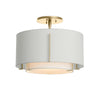 Hubbardton Forge Modern Brass Natural Anna Inner Shade & Light Grey Outer Shade Exos Small Double Shade Semi-Flush