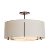 Hubbardton Forge Bronze Natural Anna Inner Shade & Flax Outer Shade Exos Double Shade Semi-Flush