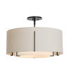 Hubbardton Forge Black Natural Anna Inner Shade & Flax Outer Shade Exos Double Shade Semi-Flush