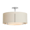 Hubbardton Forge Vintage Platinum Natural Anna Inner Shade & Natural Linen Outer Shade Exos Double Shade Semi-Flush