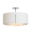 Hubbardton Forge Vintage Platinum Natural Anna Inner Shade & Natural Anna Outer Shade Exos Double Shade Semi-Flush