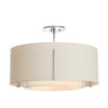 Hubbardton Forge Sterling Natural Anna Inner Shade & Natural Linen Outer Shade Exos Double Shade Semi-Flush