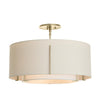 Hubbardton Forge Modern Brass Natural Anna Inner Shade & Natural Linen Outer Shade Exos Double Shade Semi-Flush