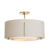 Hubbardton Forge Modern Brass Natural Anna Inner Shade & Flax Outer Shade Exos Double Shade Semi-Flush