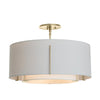 Hubbardton Forge Modern Brass Natural Anna Inner Shade & Light Grey Outer Shade Exos Double Shade Semi-Flush